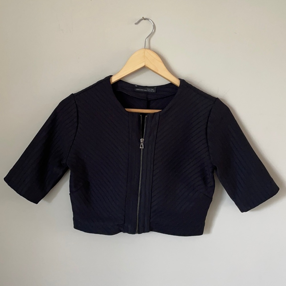 Zara zip up crop top
